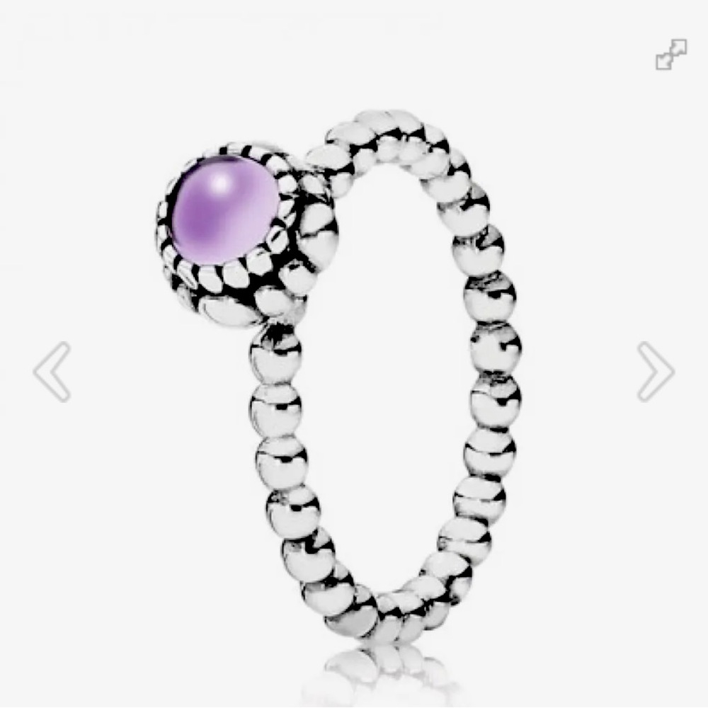Pandora February Birthstone Ring- Purple Amethyst Size 7